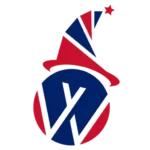Whamos Ltd icon logo, featuring a wizard's hat design in red and blue