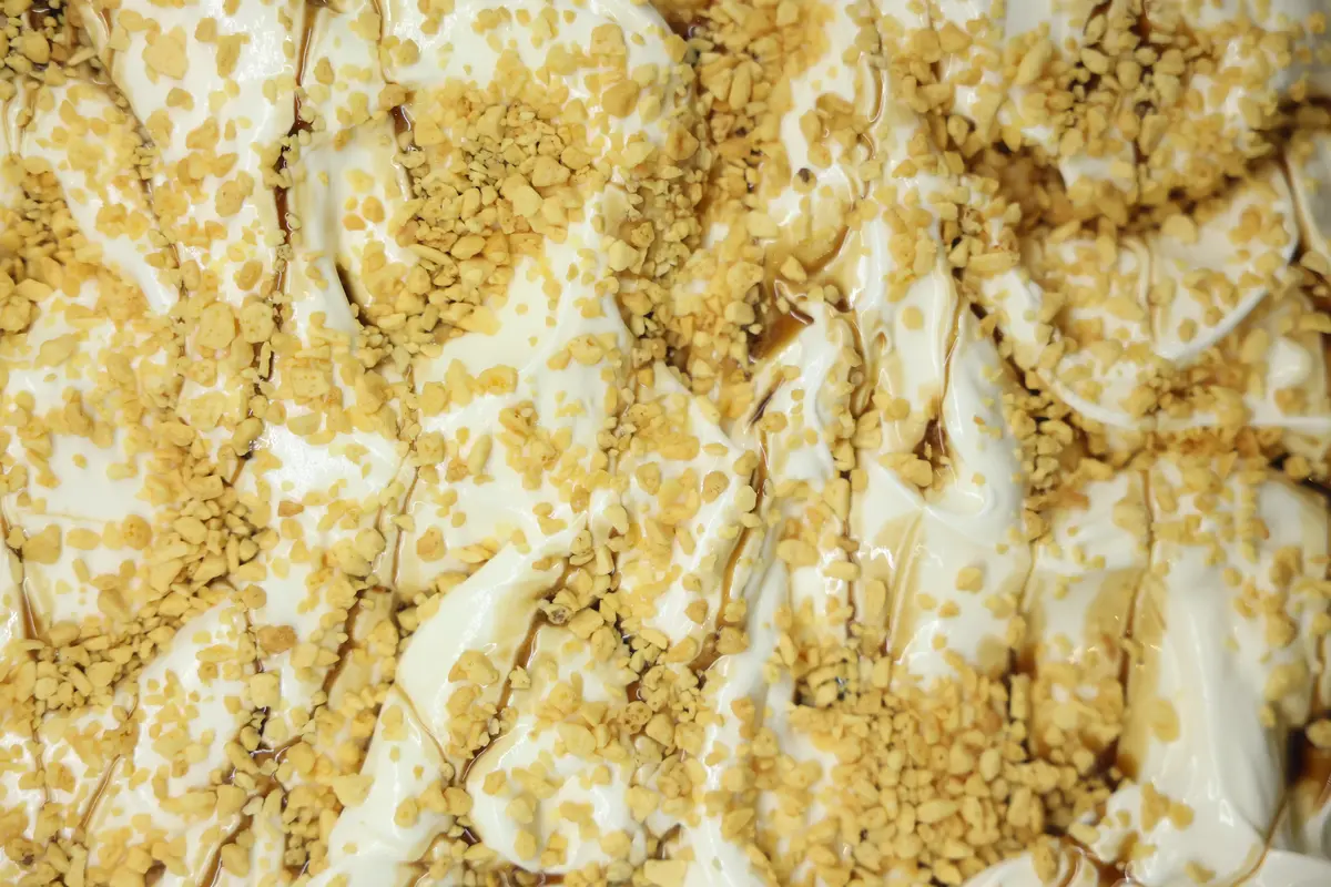 Close-up of an artisan ice cream flavour from Mawsons Ice Cream Parlour Seascale Cumbria