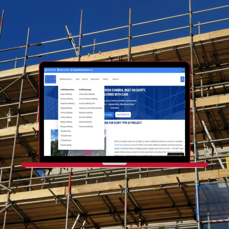 Laptop showing Total Access Scaffolding website