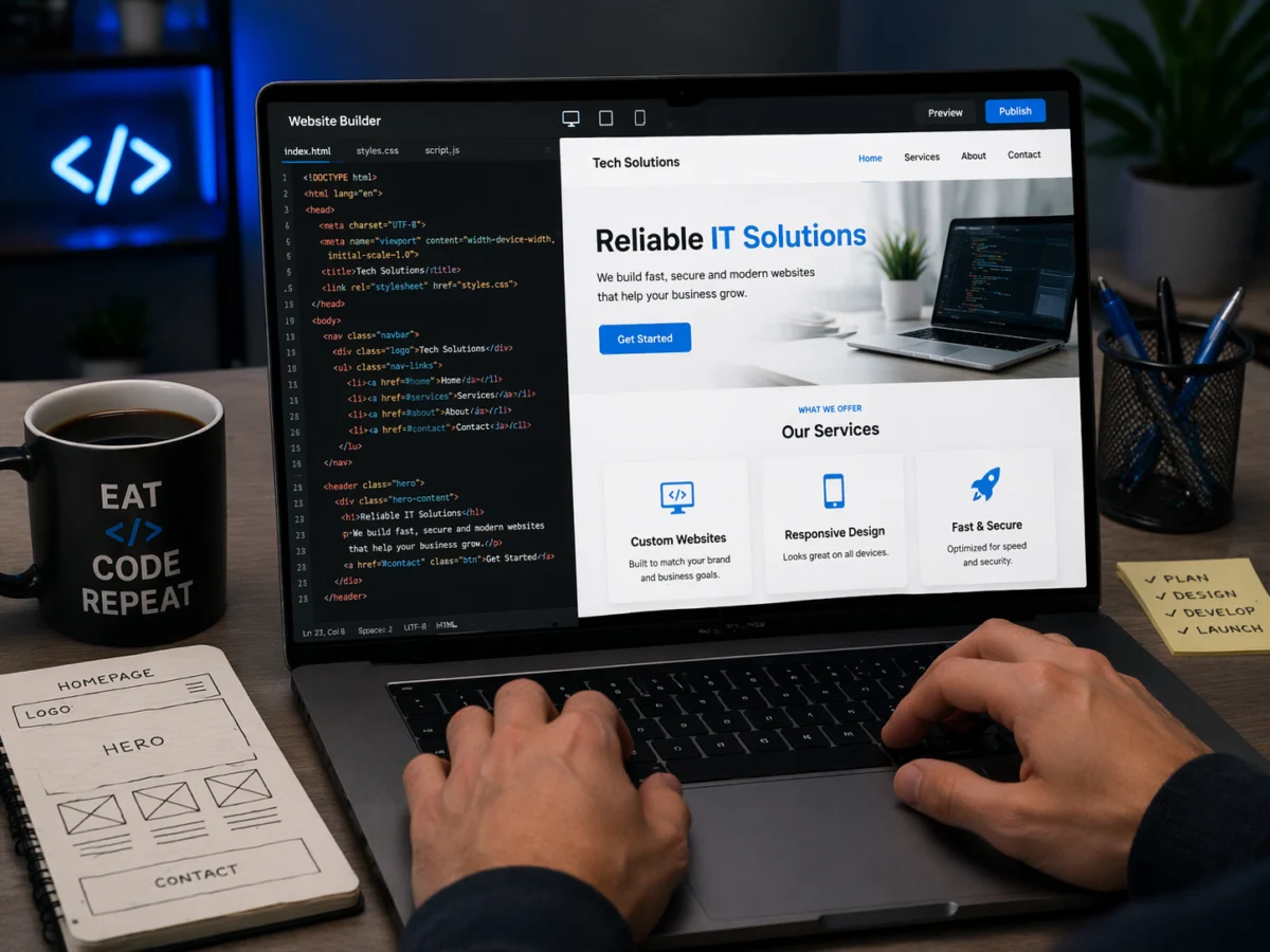 Website Design on a screen